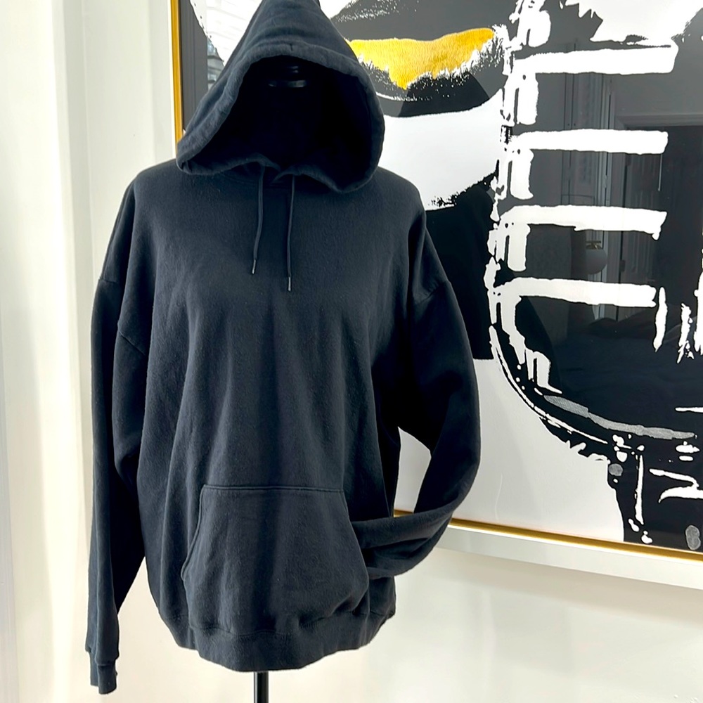 Hanes Black Hooded Sweatshirt, Size L